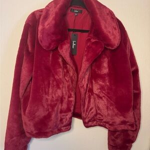 NWT Lulu's Plush Red Teddy Jacket